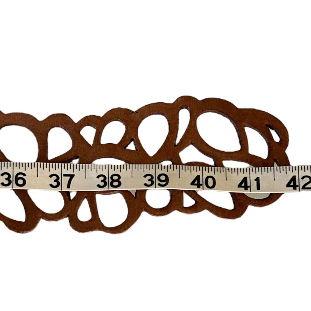 *SOLD* A&F Bohemian Brown Leather 3" Wide Cut Out M Belt Abercrombie Fitch Boho - Picture 7 of 9